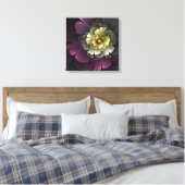 Abstracte Modern Purpur Khaki Gray Fractal Flower Canvas Afdruk (Insitu (Slaapkamer))