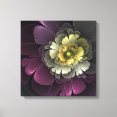 Abstracte Modern Purpur Khaki Gray Fractal Flower Canvas Afdruk (Voorkant)