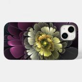Abstracte Modern Purpur Khaki Gray Fractal Flower Case-Mate iPhone Case (Achterkant (horizontaal))