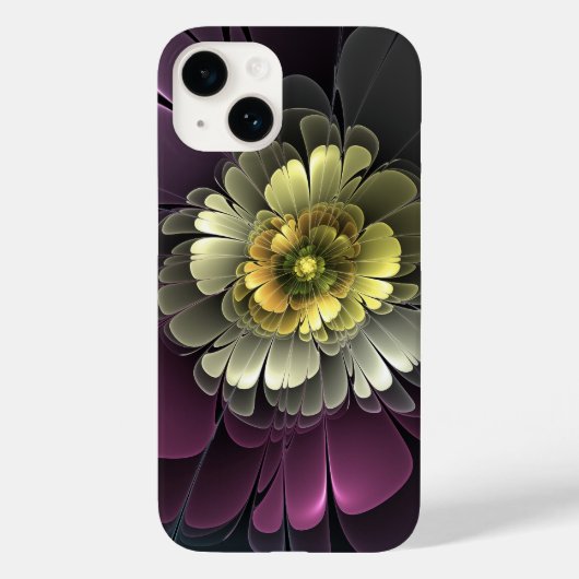 Abstracte Modern Purpur Khaki Gray Fractal Flower Case-Mate iPhone Case (Achterkant)