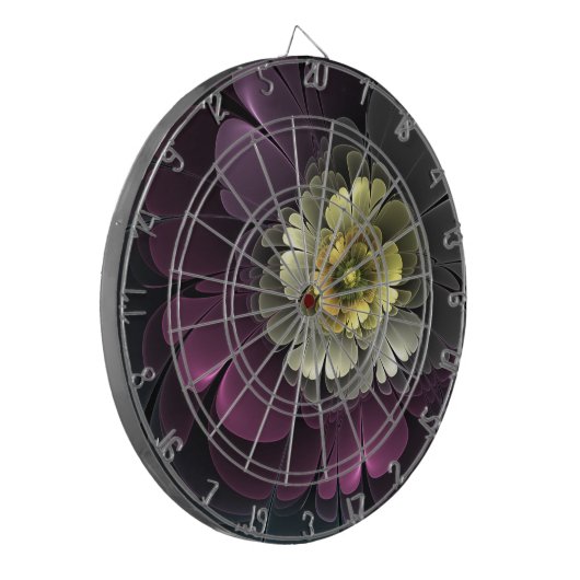 Abstracte Modern Purpur Khaki Gray Fractal Flower Dartbord (Voorkant Links)