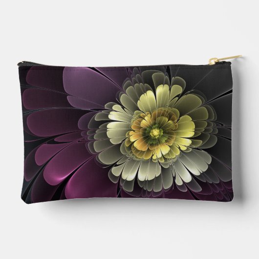 Abstracte Modern Purpur Khaki Gray Fractal Flower Etui (Achterkant)