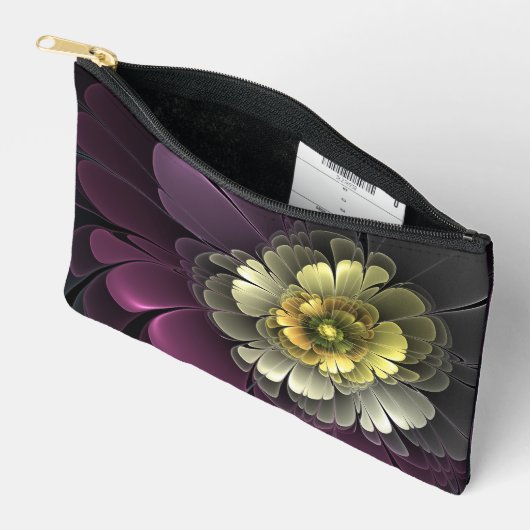 Abstracte Modern Purpur Khaki Gray Fractal Flower Etui (Open)
