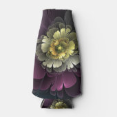 Abstracte Modern Purpur Khaki Gray Fractal Flower Flesjeskoeler (Voorkant)