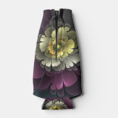 Abstracte Modern Purpur Khaki Gray Fractal Flower Flesjeskoeler (Achterkant)