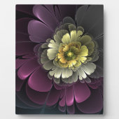 Abstracte Modern Purpur Khaki Gray Fractal Flower Fotoplaat (Voorkant)