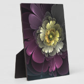 Abstracte Modern Purpur Khaki Gray Fractal Flower Fotoplaat (Zijkant)
