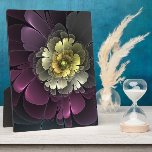 Abstracte Modern Purpur Khaki Gray Fractal Flower Fotoplaat (Zijkant)