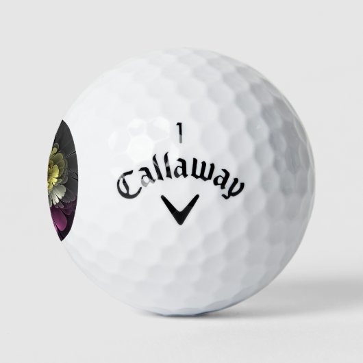 Abstracte Modern Purpur Khaki Gray Fractal Flower Golfballen (Logo)