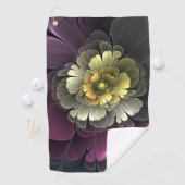 Abstracte Modern Purpur Khaki Gray Fractal Flower Golfhanddoek (Insitu)