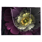 Abstracte Modern Purpur Khaki Gray Fractal Flower Groot Cadeauzakje (Achterkant)