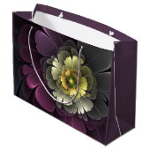 Abstracte Modern Purpur Khaki Gray Fractal Flower Groot Cadeauzakje (Achterkant Gekanteld)