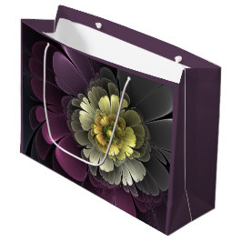 Abstracte Modern Purpur Khaki Gray Fractal Flower Groot Cadeauzakje