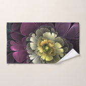 Abstracte Modern Purpur Khaki Gray Fractal Flower Handdoek (Handdoek)