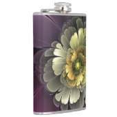 Abstracte Modern Purpur Khaki Gray Fractal Flower Heupfles (Rechts)