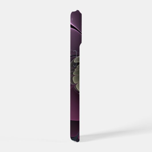 Abstracte Modern Purpur Khaki Gray Fractal Flower iPhone 15 Case (Rechterkant)