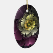 Abstracte Modern Purpur Khaki Gray Fractal Flower Keramisch Ornament (Rechts)