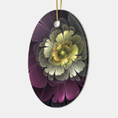 Abstracte Modern Purpur Khaki Gray Fractal Flower Keramisch Ornament (Links)