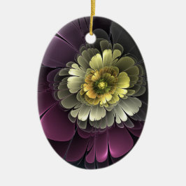 Abstracte Modern Purpur Khaki Gray Fractal Flower Keramisch Ornament