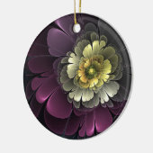 Abstracte Modern Purpur Khaki Gray Fractal Flower Keramisch Ornament (Links)