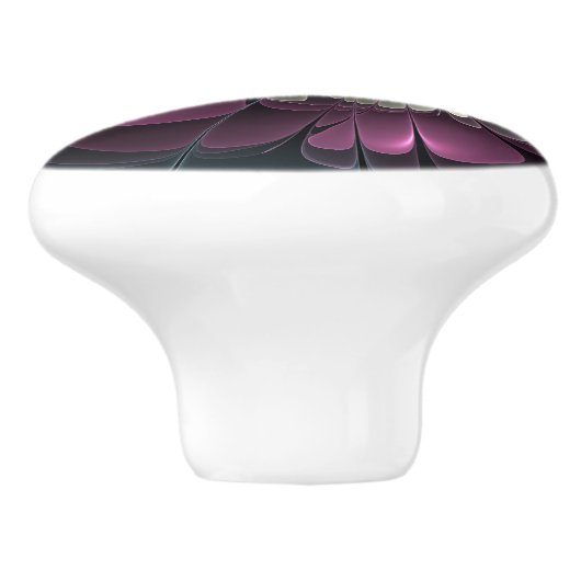 Abstracte Modern Purpur Khaki Gray Fractal Flower Keramische Knop (Zijkant)