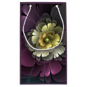 Abstracte Modern Purpur Khaki Gray Fractal Flower Klein Cadeauzakje (Achterkant)