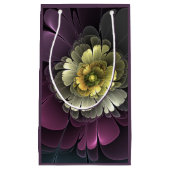 Abstracte Modern Purpur Khaki Gray Fractal Flower Klein Cadeauzakje (Voorkant)