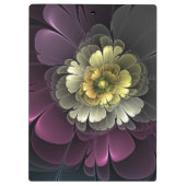 Abstracte Modern Purpur Khaki Gray Fractal Flower Klembord (Achterkant)