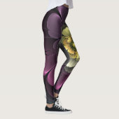 Abstracte Modern Purpur Khaki Gray Fractal Flower Leggings (Rechts)