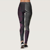 Abstracte Modern Purpur Khaki Gray Fractal Flower Leggings (Achterkant)