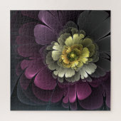 Abstracte Modern Purpur Khaki Gray Fractal Flower Legpuzzel (Verticaal)