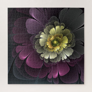 Abstracte Modern Purpur Khaki Gray Fractal Flower Legpuzzel