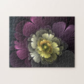 Abstracte Modern Purpur Khaki Gray Fractal Flower Legpuzzel (Horizontaal)