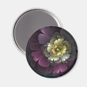 Abstracte Modern Purpur Khaki Gray Fractal Flower Magneet (Voorkant / Achterkant)