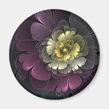 Abstracte Modern Purpur Khaki Gray Fractal Flower