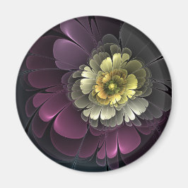 Abstracte Modern Purpur Khaki Gray Fractal Flower Magneet