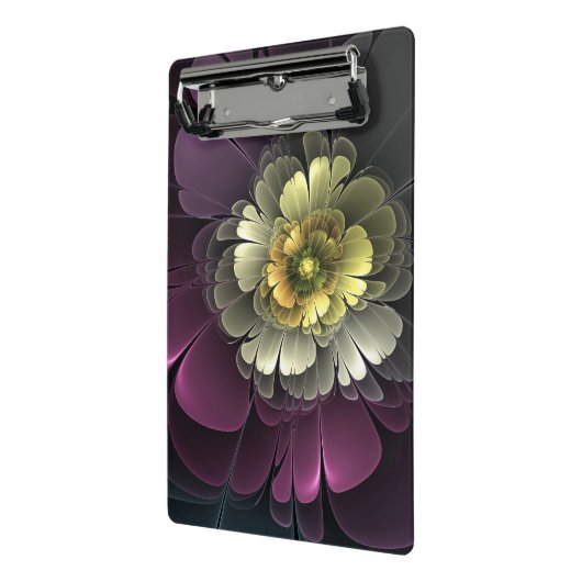 Abstracte Modern Purpur Khaki Gray Fractal Flower Mini Klembord (Angled2)