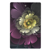 Abstracte Modern Purpur Khaki Gray Fractal Flower Mini Klembord (Achterkant)