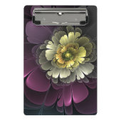 Abstracte Modern Purpur Khaki Gray Fractal Flower Mini Klembord (Voorkant)