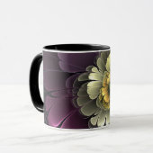 Abstracte Modern Purpur Khaki Gray Fractal Flower Mok (Voorkant links)