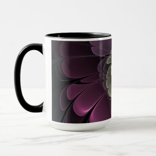 Abstracte Modern Purpur Khaki Gray Fractal Flower Mok (Links)