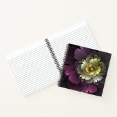 Abstracte Modern Purpur Khaki Gray Fractal Flower Notitieboek (Binnen)