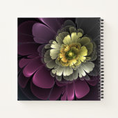 Abstracte Modern Purpur Khaki Gray Fractal Flower Notitieboek (Achterkant)