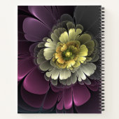 Abstracte Modern Purpur Khaki Gray Fractal Flower Notitieboek (Achterkant)