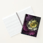 Abstracte Modern Purpur Khaki Gray Fractal Flower Notitieboek (Binnen)