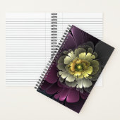 Abstracte Modern Purpur Khaki Gray Fractal Flower Notitieboek (Binnen)