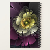 Abstracte Modern Purpur Khaki Gray Fractal Flower Notitieboek (Achterkant)