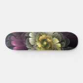 Abstracte Modern Purpur Khaki Gray Fractal Flower Persoonlijk Skateboard (Horizontaal)