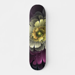Abstracte Modern Purpur Khaki Gray Fractal Flower Persoonlijk Skateboard