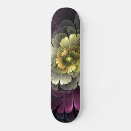 Abstracte Modern Purpur Khaki Gray Fractal Flower Persoonlijk Skateboard